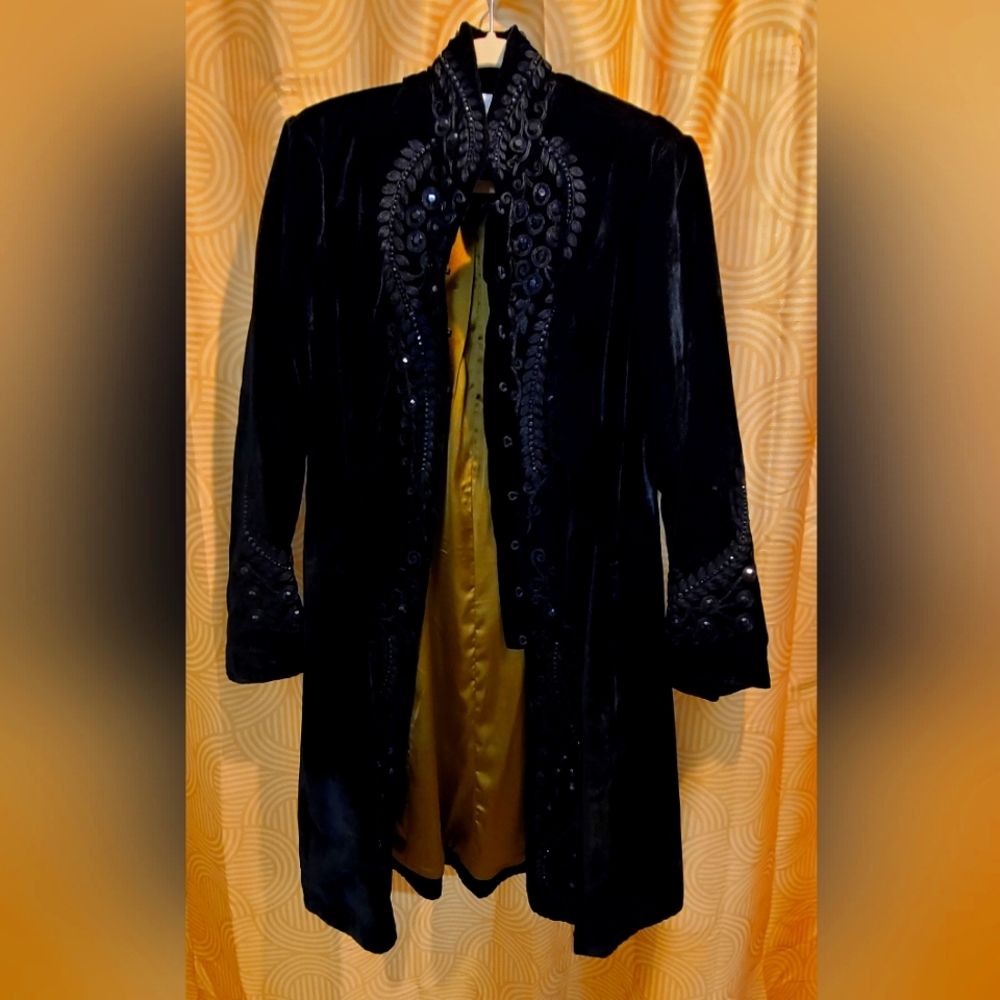 Black Embellished Velveteen Jacket by Soft Surroundings, size Large